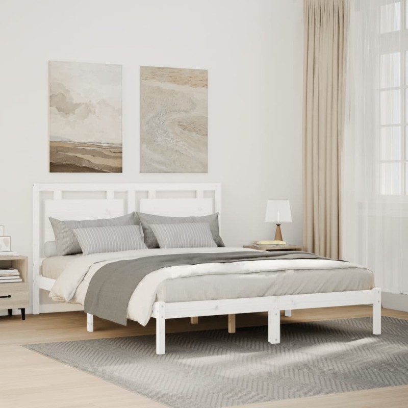 vidaXL Massivholzbett Extra Lang ohne Matratze Weiß 140x220 cm vidaXL Massivholzbett Extra Lang ohne Matratze Weiß 140x220 cm