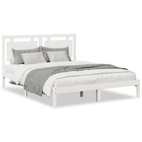 vidaXL Massivholzbett Extra Lang ohne Matratze Weiß 140x220 cm