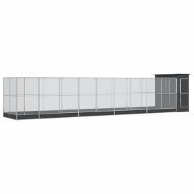 vidaXL Voliere mit Erweiterung Silbern 1037x203x216 cm Stahl
