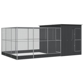 vidaXL Voliere mit Erweiterung Silbern 497x303x216 cm Stahl