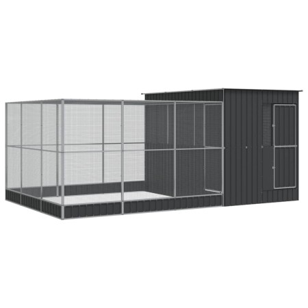 vidaXL Voliere mit Erweiterung Silbern 497x303x216 cm Stahl