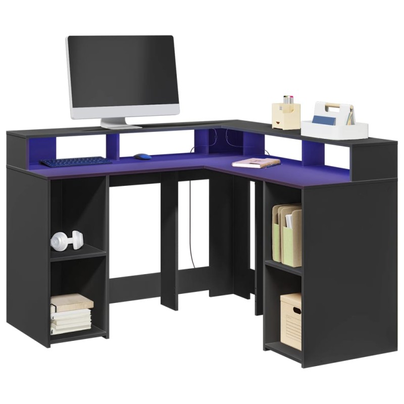 vidaXL LED-Schreibtisch Schwarz 130x130x91 cm Holzwerkstoff vidaXL LED-Schreibtisch Schwarz 130x130x91 cm Holzwerkstoff