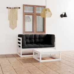 vidaXL 3-tlg. Garten-Lounge-Set mit Kissen Kiefer Massivholz