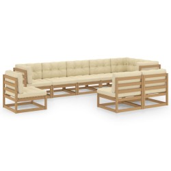 9-tlg. Garten-Lounge-Set mit Kissen Kiefer Massivholz