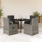 vidaXL 5-tlg. Garten-Essgruppe mit Kissen Grau Poly Rattan vidaXL 5-tlg. Garten-Essgruppe mit Kissen Grau Poly Rattan