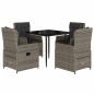 vidaXL 5-tlg. Garten-Essgruppe mit Kissen Grau Poly Rattan vidaXL 5-tlg. Garten-Essgruppe mit Kissen Grau Poly Rattan