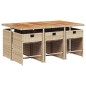 vidaXL 7-tlg. Garten-Essgruppe mit Kissen Beige Poly Rattan vidaXL 7-tlg. Garten-Essgruppe mit Kissen Beige Poly Rattan