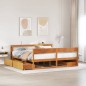 vidaXL Massivholzbett ohne Matratze Wachsbraun 200x200 Kiefernholz vidaXL Massivholzbett ohne Matratze Wachsbraun 200x200 Kiefernholz