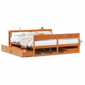 vidaXL Massivholzbett ohne Matratze Wachsbraun 200x200 Kiefernholz
