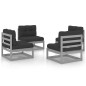 4-tlg. Garten-Lounge-Set mit Kissen Kiefer Massivholz 4-tlg. Garten-Lounge-Set mit Kissen Kiefer Massivholz