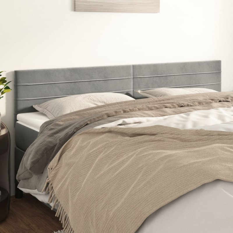 vidaXL Kopfteile 2 Stk. Hellgrau 100x5x78/88 cm Samt vidaXL Kopfteile 2 Stk. Hellgrau 100x5x78/88 cm Samt