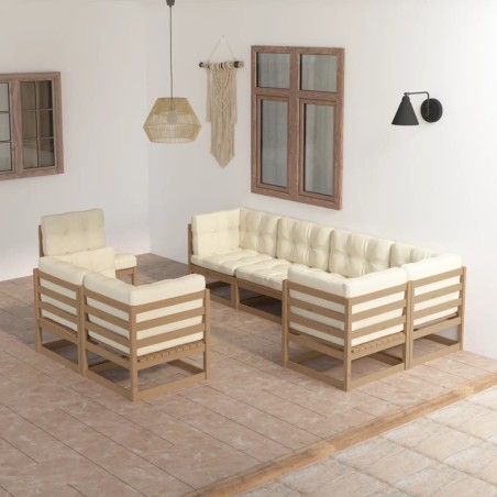 8-tlg. Garten-Lounge-Set mit Kissen Kiefer Massivholz