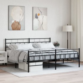 vidaXL Metallbett ohne Matratze mit Fußteil Schwarz 180x200 cm