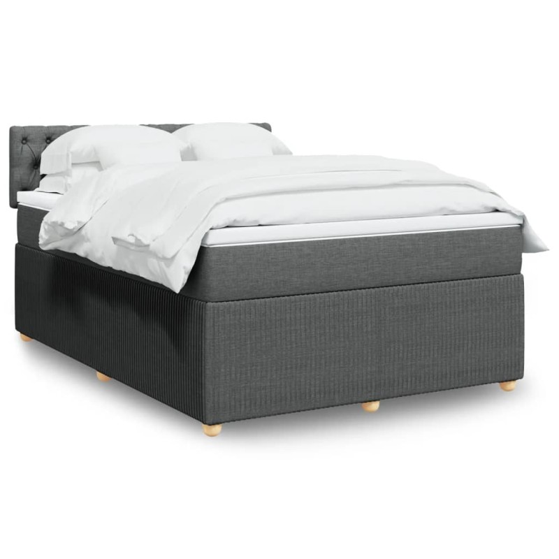 vidaXL Boxspringbett mit Matratze Dunkelgrau 140x190 cm Stoff vidaXL Boxspringbett mit Matratze Dunkelgrau 140x190 cm Stoff