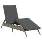 vidaXL Sonnenliege mit Auflage Grau Poly Rattan vidaXL Sonnenliege mit Auflage Grau Poly Rattan