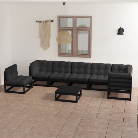 vidaXL 8-tlg. Garten-Lounge-Set mit Kissen Massivholz Kiefer