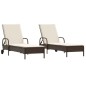 vidaXL Sonnenliegen mit Auflagen 2 Stk. Braun Poly Rattan vidaXL Sonnenliegen mit Auflagen 2 Stk. Braun Poly Rattan
