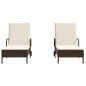 vidaXL Sonnenliegen mit Auflagen 2 Stk. Braun Poly Rattan vidaXL Sonnenliegen mit Auflagen 2 Stk. Braun Poly Rattan