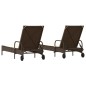 vidaXL Sonnenliegen mit Auflagen 2 Stk. Braun Poly Rattan vidaXL Sonnenliegen mit Auflagen 2 Stk. Braun Poly Rattan