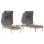 vidaXL Sonnenliegen 2 Stk. mit Dach und Tisch Beige Poly Rattan vidaXL Sonnenliegen 2 Stk. mit Dach und Tisch Beige Poly Rattan