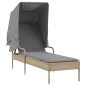 vidaXL Sonnenliegen 2 Stk. mit Dach und Tisch Beige Poly Rattan vidaXL Sonnenliegen 2 Stk. mit Dach und Tisch Beige Poly Rattan