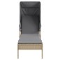 vidaXL Sonnenliegen 2 Stk. mit Dach und Tisch Beige Poly Rattan vidaXL Sonnenliegen 2 Stk. mit Dach und Tisch Beige Poly Rattan