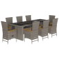 vidaXL 9-tlg. Garten-Essgruppe mit Kissen Grau Poly Rattan vidaXL 9-tlg. Garten-Essgruppe mit Kissen Grau Poly Rattan