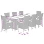 vidaXL 9-tlg. Garten-Essgruppe mit Kissen Grau Poly Rattan vidaXL 9-tlg. Garten-Essgruppe mit Kissen Grau Poly Rattan