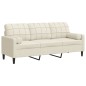 vidaXL 3-Sitzer-Sofa mit Zierkissen Creme 180 cm Samt vidaXL 3-Sitzer-Sofa mit Zierkissen Creme 180 cm Samt