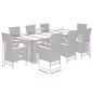 vidaXL 9-tlg. Garten-Essgruppe mit Kissen Grau Poly Rattan vidaXL 9-tlg. Garten-Essgruppe mit Kissen Grau Poly Rattan