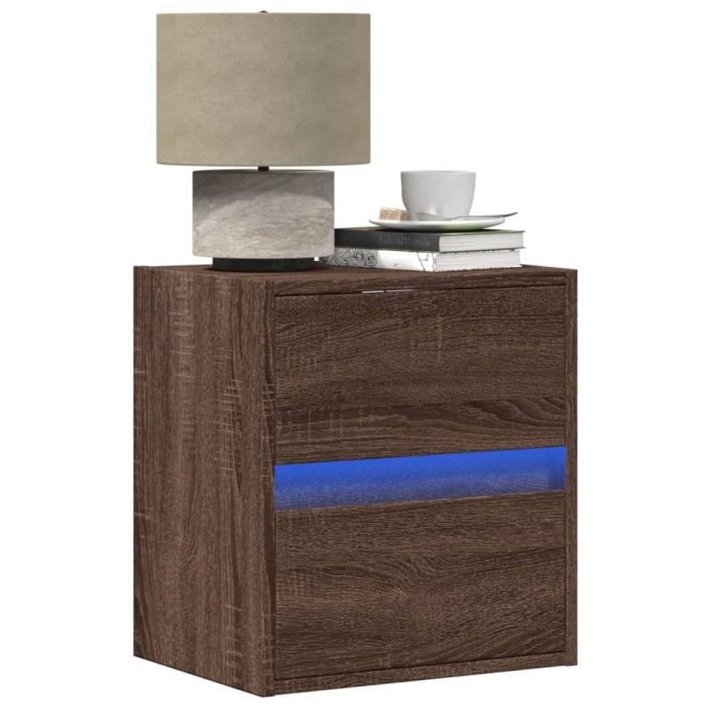 vidaXL Wand-Nachttische mit LED-Leuchten 2 Stk. Braun Eichen-Optik vidaXL Wand-Nachttische mit LED-Leuchten 2 Stk. Braun Eichen-Optik
