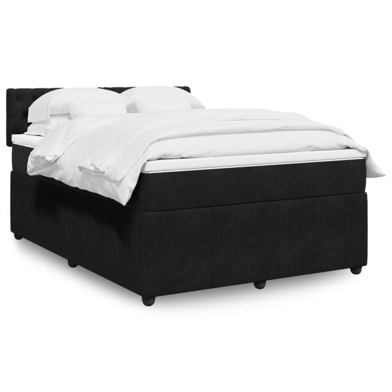 vidaXL Boxspringbett mit Matratze Schwarz 140x190 cm Samt vidaXL Boxspringbett mit Matratze Schwarz 140x190 cm Samt