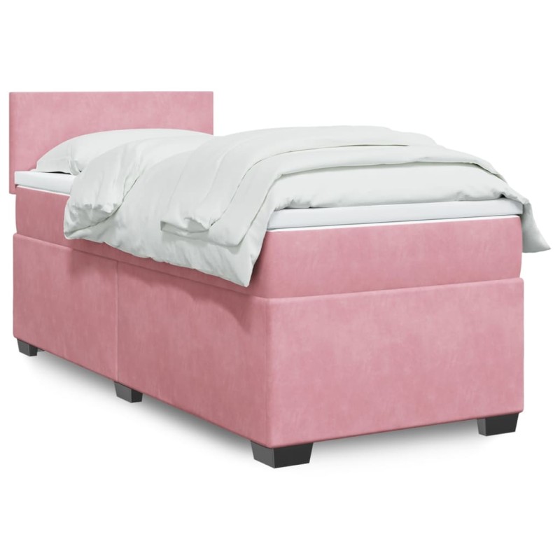 vidaXL Boxspringbett mit Matratze Rosa 90x190 cm Samt vidaXL Boxspringbett mit Matratze Rosa 90x190 cm Samt