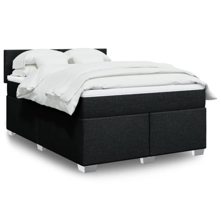 vidaXL Boxspringbett mit Matratze Schwarz 140x200 cm Stoff