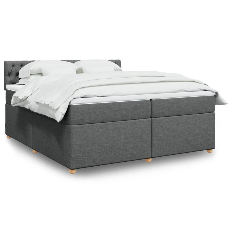 vidaXL Boxspringbett mit Matratze Dunkelgrau 200x200 cm Stoff vidaXL Boxspringbett mit Matratze Dunkelgrau 200x200 cm Stoff