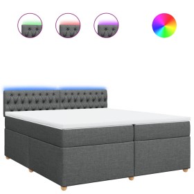 vidaXL Boxspringbett mit Matratze Dunkelgrau 200x200 cm Stoff