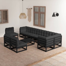vidaXL 10-tlg. Garten-Lounge-Set mit Kissen Massivholz Kiefer