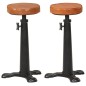 vidaXL Barhocker 2 Stk. Braun Echtleder und Gusseisen vidaXL Barhocker 2 Stk. Braun Echtleder und Gusseisen