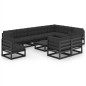 vidaXL 11-tlg. Garten-Lounge-Set mit Kissen Schwarz Kiefer Massivholz vidaXL 11-tlg. Garten-Lounge-Set mit Kissen Schwarz Kiefer Massivholz
