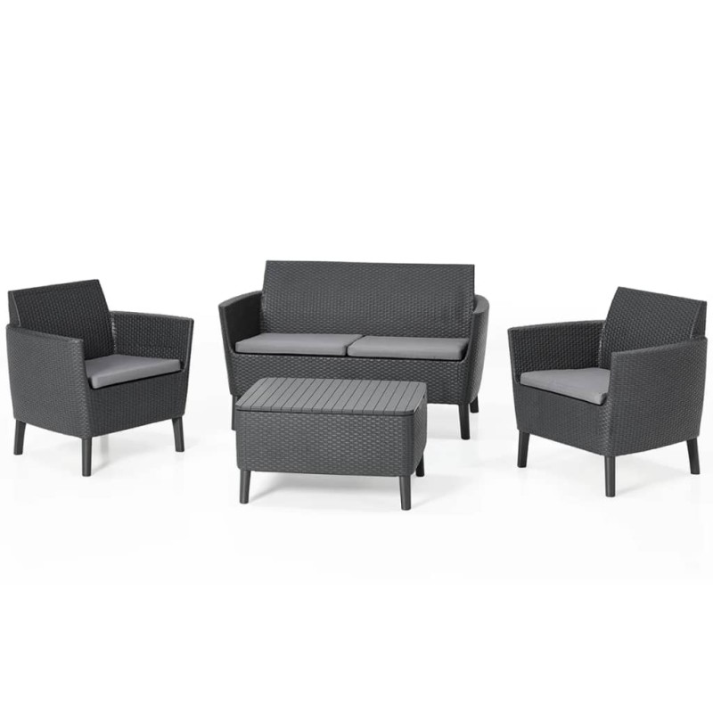 Keter 8-tlg. Garten-Sofagarnitur Salemo Graphitgrau 236629 Keter 8-tlg. Garten-Sofagarnitur Salemo Graphitgrau 236629