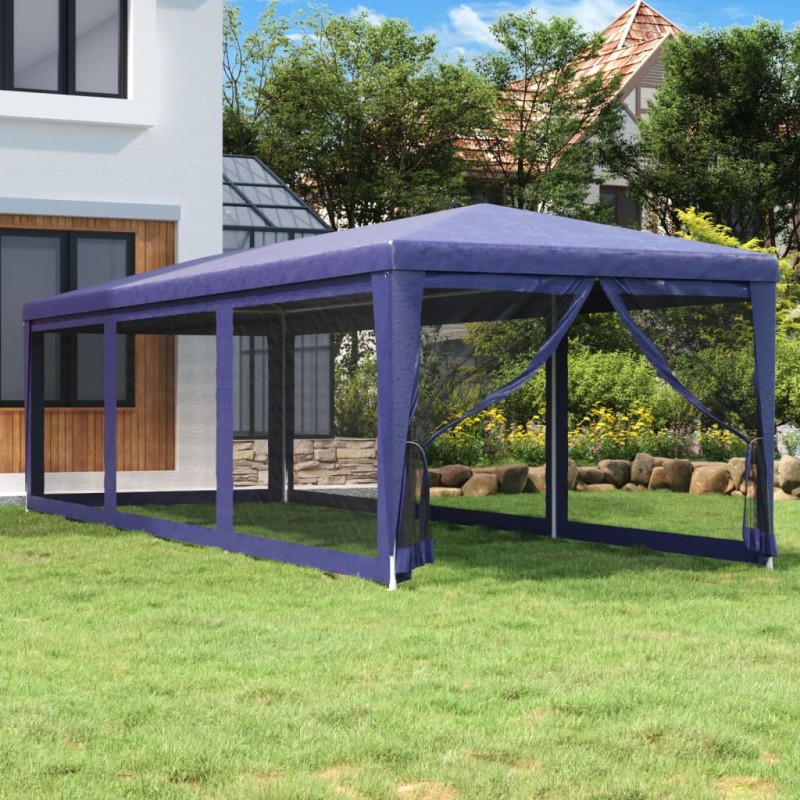 vidaXL Partyzelt mit 8 Mesh-Seitenwänden Blau 3x9 m HDPE vidaXL Partyzelt mit 8 Mesh-Seitenwänden Blau 3x9 m HDPE
