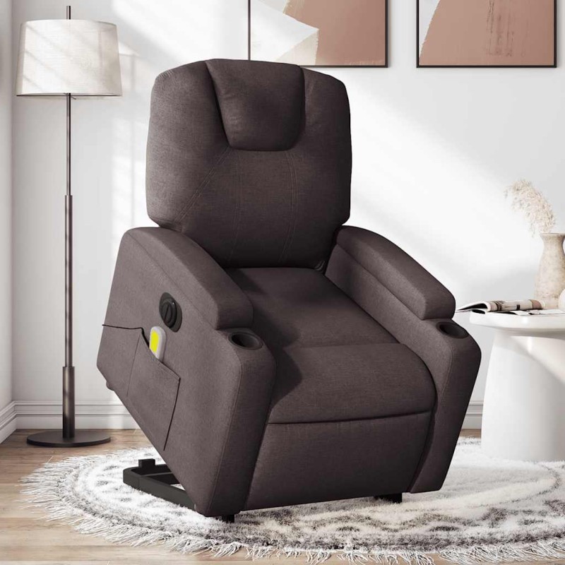 vidaXL Elektrischer Massagesessel mit Aufstehhilfe Dunkelbraun Stoff vidaXL Elektrischer Massagesessel mit Aufstehhilfe Dunkelbraun Stoff