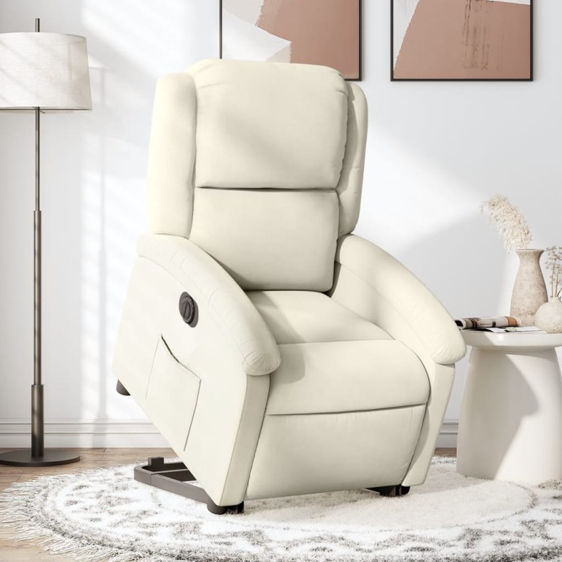 vidaXL Relaxsessel mit Aufstehhilfe Elektrisch Creme Samt vidaXL Relaxsessel mit Aufstehhilfe Elektrisch Creme Samt