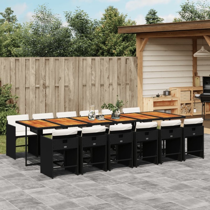 vidaXL 13-tlg. Garten-Essgruppe mit Kissen Schwarz Poly Rattan vidaXL 13-tlg. Garten-Essgruppe mit Kissen Schwarz Poly Rattan
