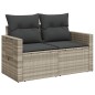 vidaXL Gartensofa mit Kissen 2-Sitzer Hellgrau Poly Rattan vidaXL Gartensofa mit Kissen 2-Sitzer Hellgrau Poly Rattan