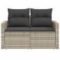 vidaXL Gartensofa mit Kissen 2-Sitzer Hellgrau Poly Rattan vidaXL Gartensofa mit Kissen 2-Sitzer Hellgrau Poly Rattan