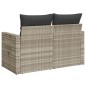 vidaXL Gartensofa mit Kissen 2-Sitzer Hellgrau Poly Rattan vidaXL Gartensofa mit Kissen 2-Sitzer Hellgrau Poly Rattan