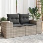 vidaXL Gartensofa mit Kissen 2-Sitzer Hellgrau Poly Rattan vidaXL Gartensofa mit Kissen 2-Sitzer Hellgrau Poly Rattan