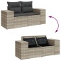 vidaXL Gartensofa mit Kissen 2-Sitzer Hellgrau Poly Rattan vidaXL Gartensofa mit Kissen 2-Sitzer Hellgrau Poly Rattan