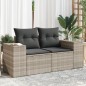 vidaXL Gartensofa mit Kissen 2-Sitzer Hellgrau Poly Rattan vidaXL Gartensofa mit Kissen 2-Sitzer Hellgrau Poly Rattan